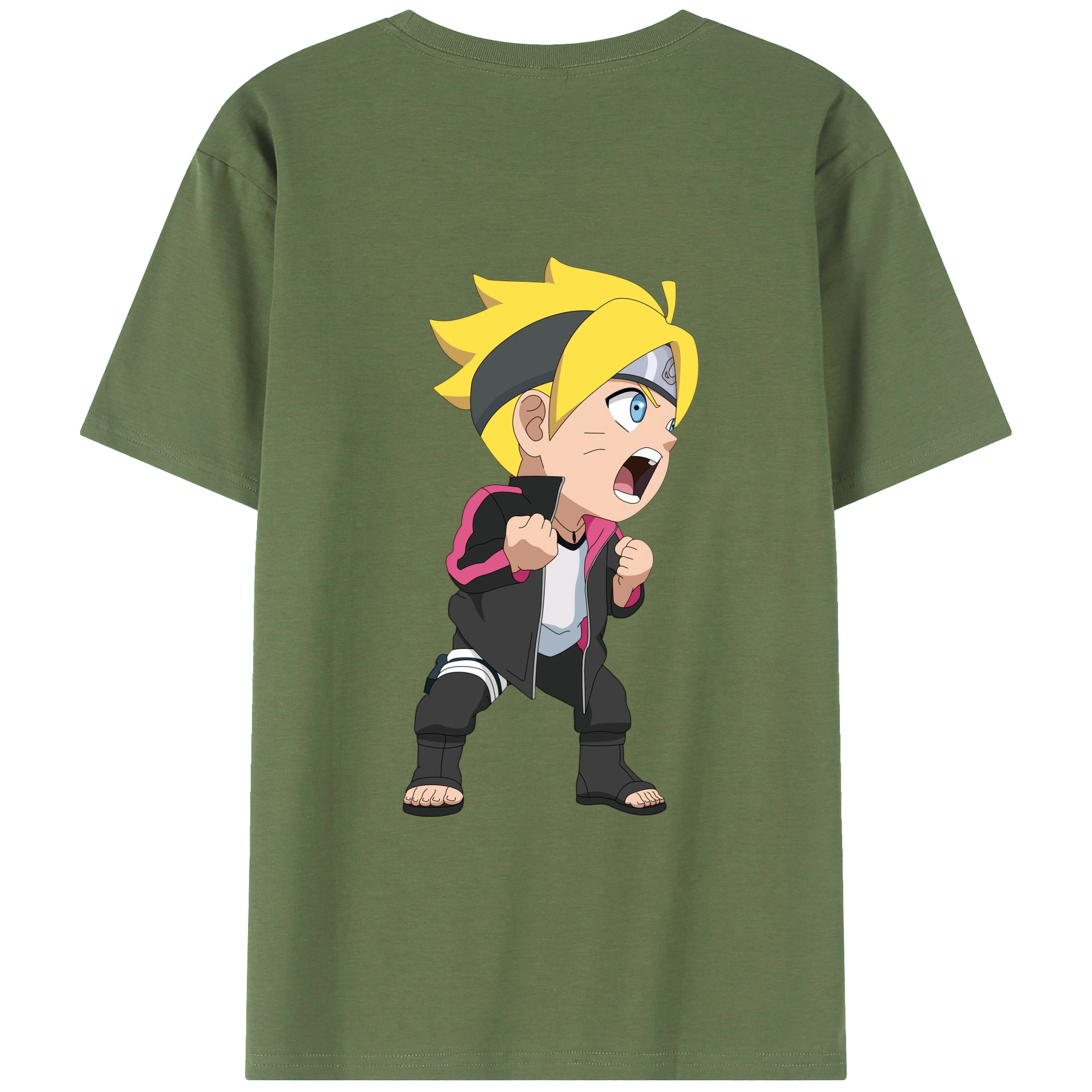 （画像用） NARUTO -ナルト- うずまき ボルト Uzumaki Boruto 綿100％ メンズ半袖Tシャツ（バックプリント） 通気性